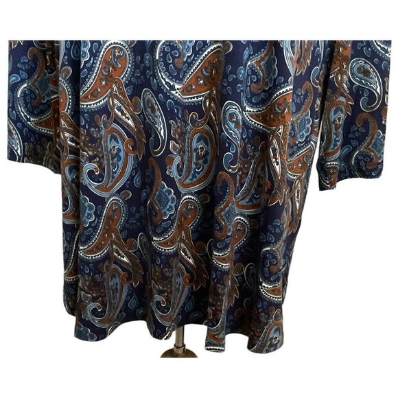 Lienridy Women's 4X Blue Orange Tunic Blouse Top Paisley Print Long Sleeve New - Picture 11 of 11
